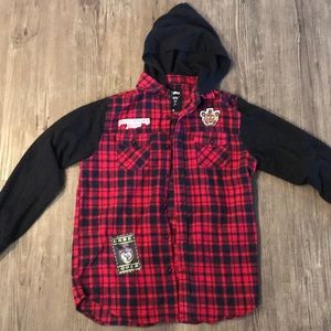 Graphic flannel hoodie